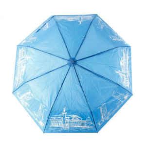 Зонт женский 3 сложения полуавтомат "Город" полиэстер 8 спиц